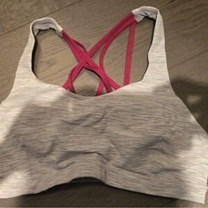 Lululemon Athletica Energy Gray and Pink Strappy Sports Bra Sz 6